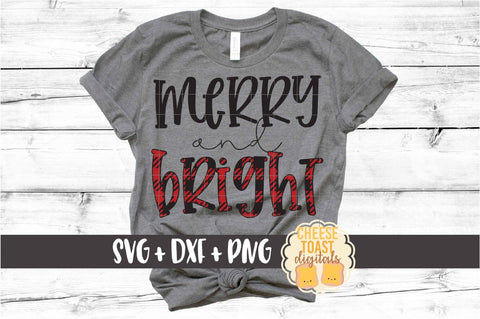 Merry and Bright - Christmas SVG PNG DXF Cut Files SVG Cheese Toast Digitals 