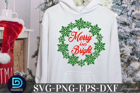 Merry and bright, Christmas SVG SVG DESIGNISTIC 