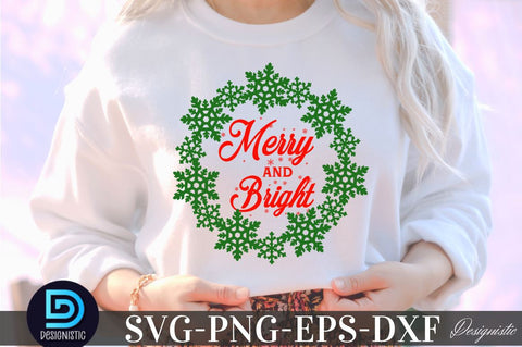 Merry and bright, Christmas SVG SVG DESIGNISTIC 