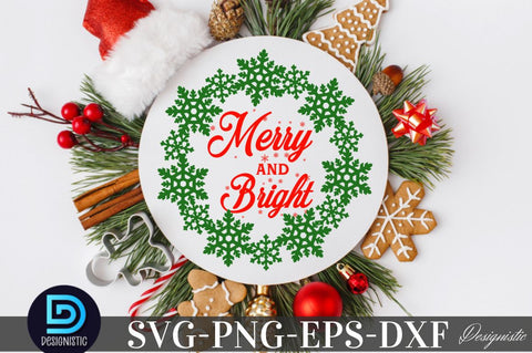 Merry and bright, Christmas SVG SVG DESIGNISTIC 