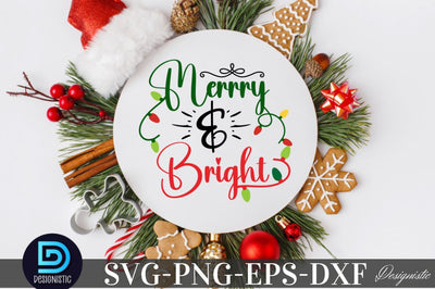 Merry and bright , Christmas SVG SVG DESIGNISTIC 