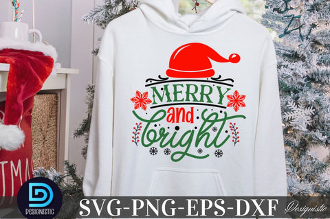 Merry and bright, Christmas SVG SVG DESIGNISTIC 