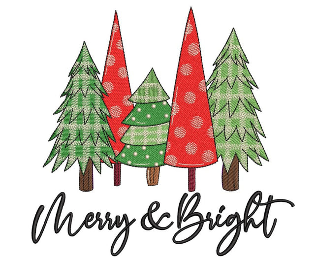 Merry and Bright Christmas Tree Embroidery Design, Christmas Saying Embroidery File, 3 sizes, Instant Download Embroidery/Applique DESIGNS Nino Nadaraia 