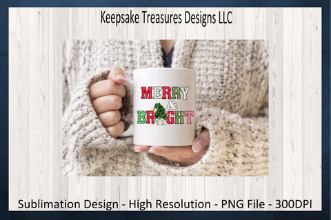 Merry and Bright Christmas Tree Gnome Sublimation Design, PNG Christmas Gnome, Christmas Hand Drawn Letters, Digital Download, Printable PNG Sublimation Keepsake Treasures Designs LLC. 