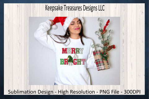 Merry and Bright Christmas Tree Gnome Sublimation Design, PNG Christmas Gnome, Christmas Hand Drawn Letters, Digital Download, Printable PNG Sublimation Keepsake Treasures Designs LLC. 