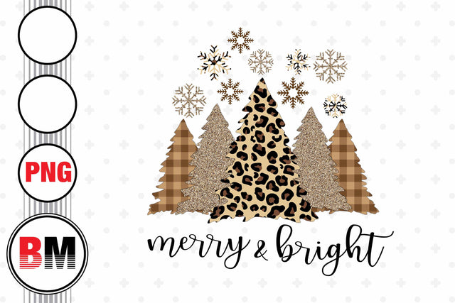 Merry and Bright Christmas Tree PNG Files Sublimation BMDesign 