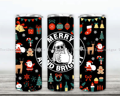 Merry and Bright Christmas Tumbler Wrap PNG, Christmas Tumbler Sublimation Designs, Winter Tumbler Wrap, Christmas Tumbler PNG, Xmas Tumbler PNG Sublimation ToriDesigns 