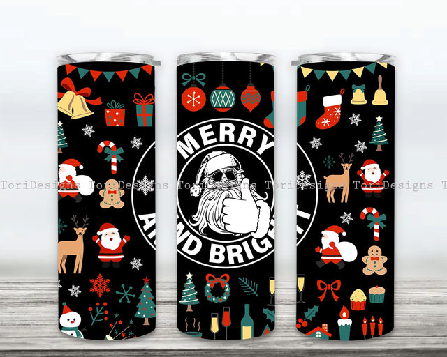 Merry and Bright Christmas Tumbler Wrap PNG, Christmas Tumbler Sublimation Designs, Winter Tumbler Wrap, Christmas Tumbler PNG, Xmas Tumbler PNG Sublimation ToriDesigns 