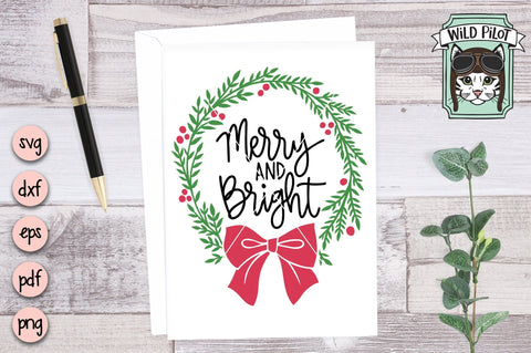 Merry And Bright Christmas Wreath SVG Cut File SVG Wild Pilot 