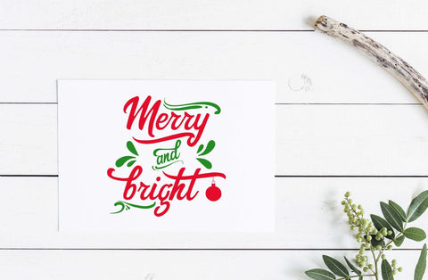 Merry and Bright Color | Christmas cut file SVG TheBlackCatPrints 