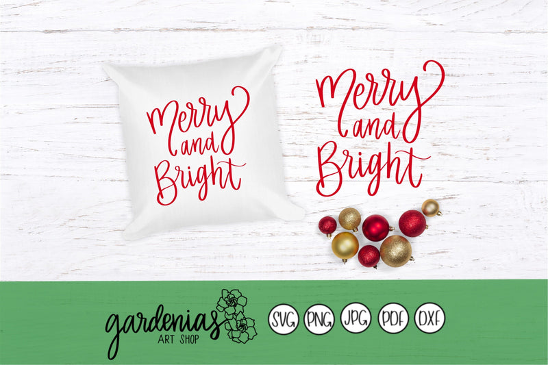 Merry and Bright Hand Lettered SVG Gardenias Art Shop 