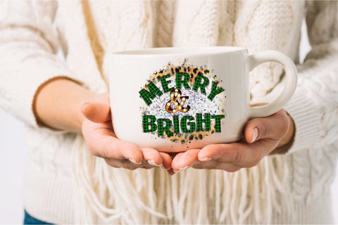 Merry and Bright Leopard Christmas Sublimation Design Sublimation OrangeBrushStudio 