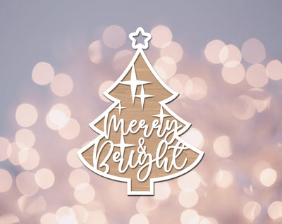 Merry and Bright Ornament Laser SVG Cut File SVG HappyDesignStudio 