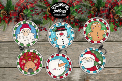 Merry and Bright Ornaments Sublimation Whimsical Inklings 