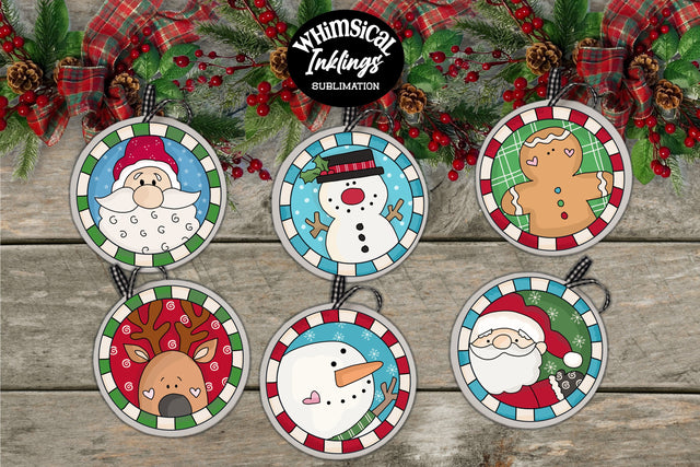 Merry and Bright Ornaments Sublimation Whimsical Inklings 
