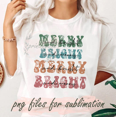 Merry And Bright Png, Christmas Design Png, Holiday Sublimation Png, Snowflakes Png, Merry Christmas Sublimation Design, Digital Download Sublimation PrintingLife 