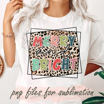 Merry and Bright PNG, Christmas Leopard Png, Holiday Sublimation Png, Vintage Christmas Png, Christmas Digital, Design Downloads Sublimation PrintingLife 