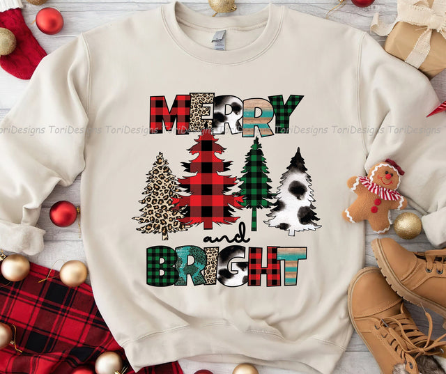 Merry and Bright PNG Sublimation Design Download Sublimation ToriDesigns 
