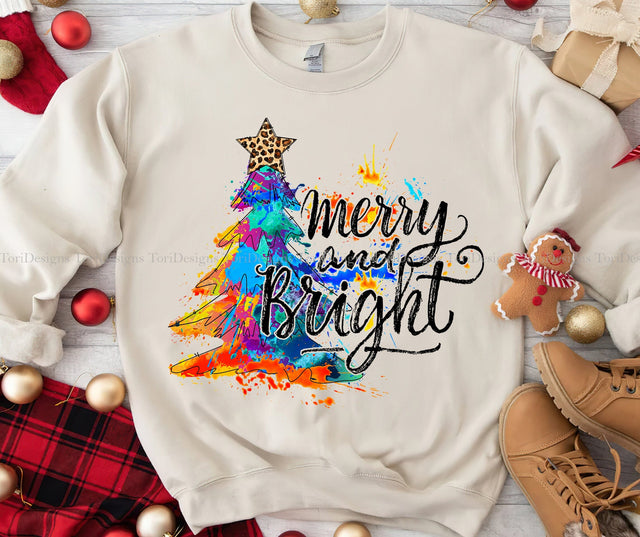 Merry and Bright PNG Sublimation Design Sublimation ToriDesigns 
