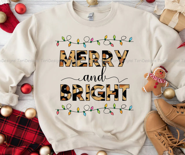 Merry and Bright PNG Sublimation Design Sublimation ToriDesigns 