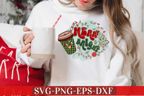 Merry and Bright PNG Sublimation DESIGNISTIC 