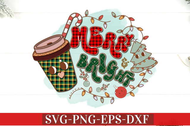 Merry and Bright PNG Sublimation DESIGNISTIC 