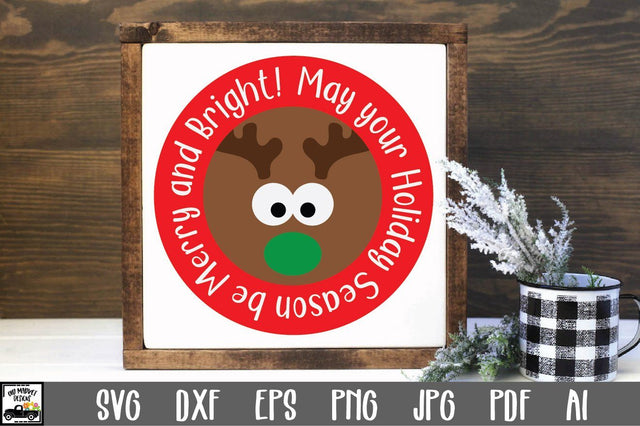 Merry and Bright Reindeer SVG Cut File SVG Old Market 