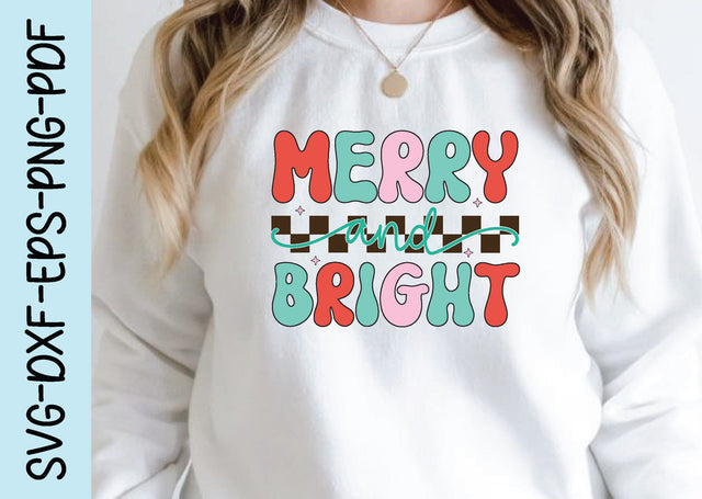 merry and bright, Retro Christmas Svg Design SVG designstore 