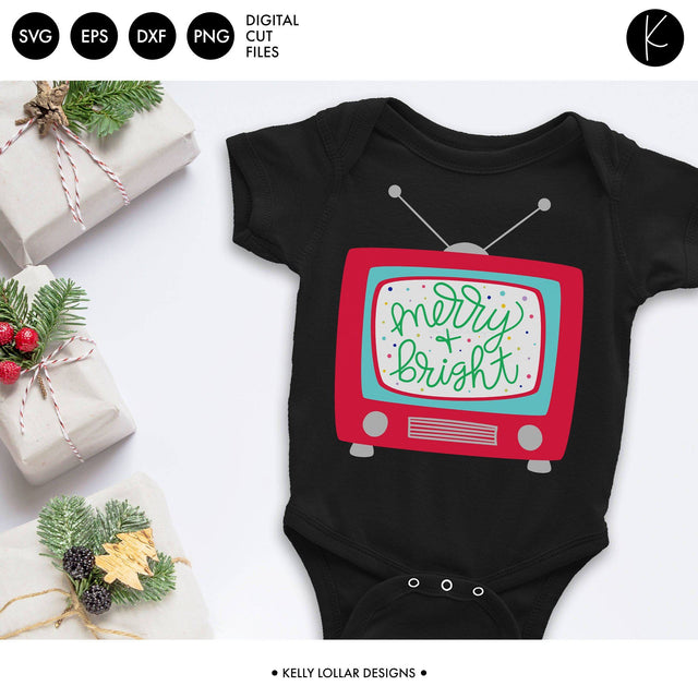 Merry and Bright Retro Quote SVG Kelly Lollar Designs 