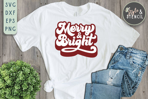 Merry and Bright Retro SVG SVG Style and Stencil 