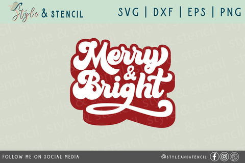 Merry and Bright Retro SVG SVG Style and Stencil 