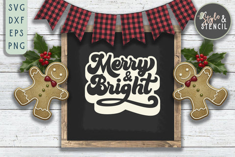 Merry and Bright Retro SVG SVG Style and Stencil 