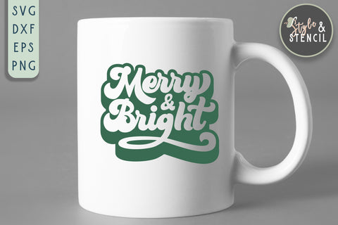 Merry and Bright Retro SVG SVG Style and Stencil 