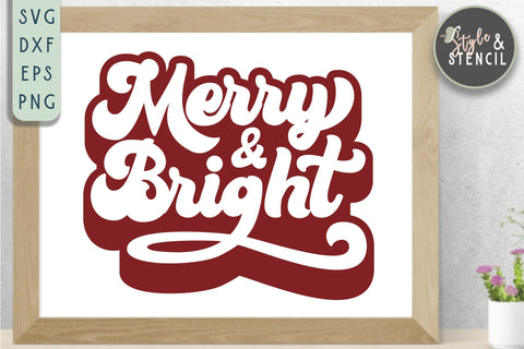 Merry and Bright Retro SVG SVG Style and Stencil 