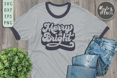 Merry and Bright Retro SVG SVG Style and Stencil 