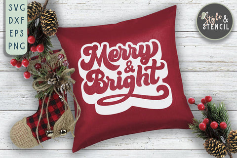 Merry and Bright Retro SVG SVG Style and Stencil 