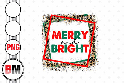 Merry and Bright Square Leopard PNG Files Sublimation BMDesign 