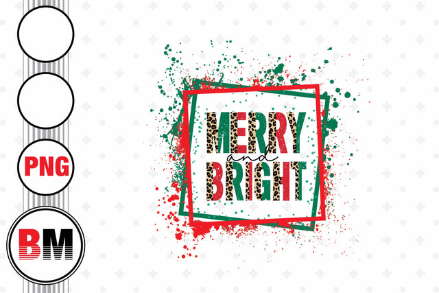 Merry and Bright Square Splatter PNG Files Sublimation BMDesign 