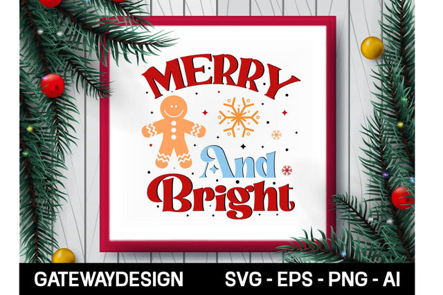 Merry And Bright Sublimation Design Sublimation designmaster24 
