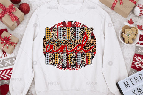 Merry and bright Sublimation Design Sublimation Regulrcrative 