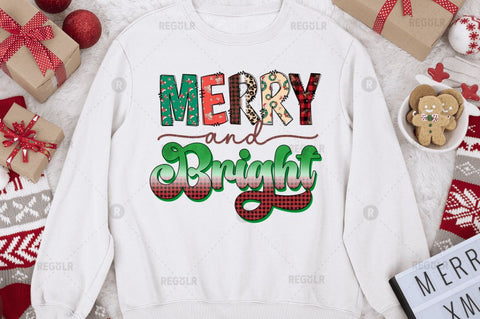 Merry and bright Sublimation Design Sublimation Regulrcrative 