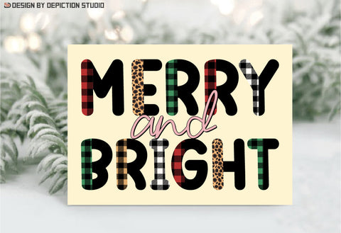 Merry And Bright Sublimation, Plaid Pattern Shirt, Animal Print Sublimation, Christmas Transparent Background Shirt Print Template Sublimation Depiction Studio 