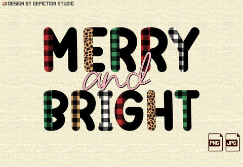 Merry And Bright Sublimation, Plaid Pattern Shirt, Animal Print Sublimation, Christmas Transparent Background Shirt Print Template Sublimation Depiction Studio 