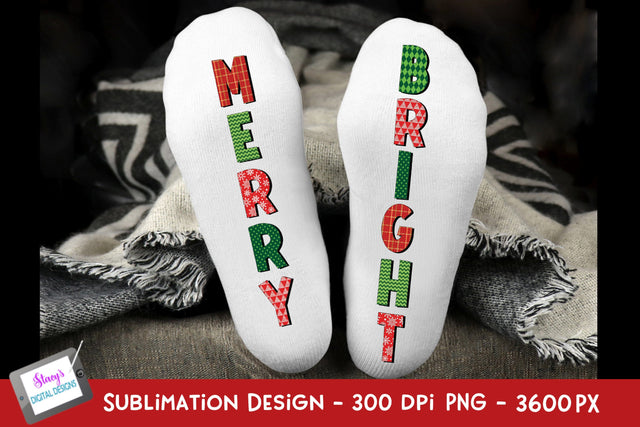 Merry and Bright Sublimation Socks | Sock Sublimation SVG Stacy's Digital Designs 