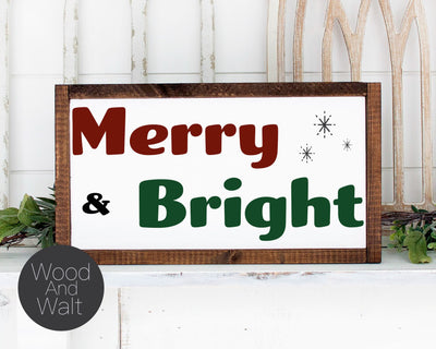 Merry And Bright SVG | Christmas Cut File | Holiday Saying | Winter Song Design | Printable Wall Art | Farmhouse Stencil Wood Sign | Cricut SVG Wood And Walt 