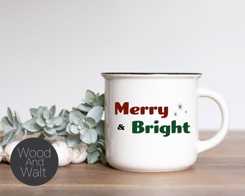 Merry And Bright SVG | Christmas Cut File | Holiday Saying | Winter Song Design | Printable Wall Art | Farmhouse Stencil Wood Sign | Cricut SVG Wood And Walt 