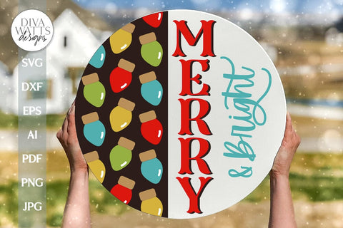 Merry And Bright SVG Christmas Door Hanger Welcome SVG Winter Merry & Bright svg Christmas Welcome SVG Merry And Bright Cut File Winter svg SVG Diva Watts Designs 