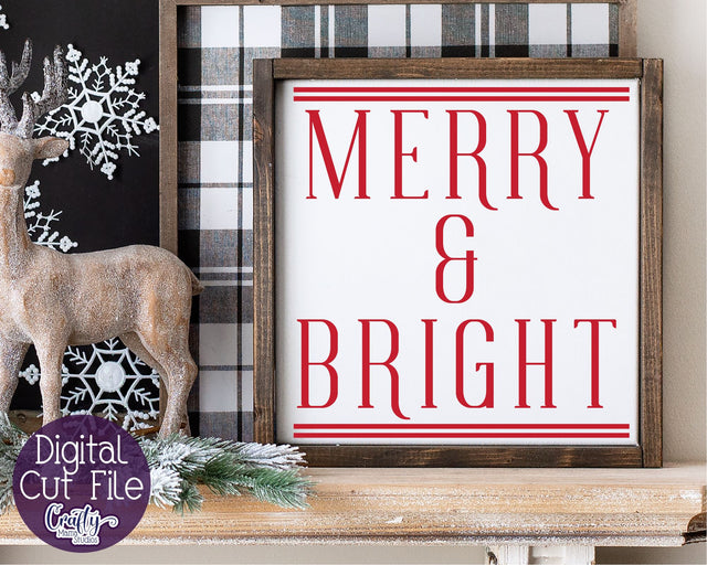 Merry And Bright Svg, Christmas Svg, Farmhouse Christmas Svg SVG Crafty Mama Studios 