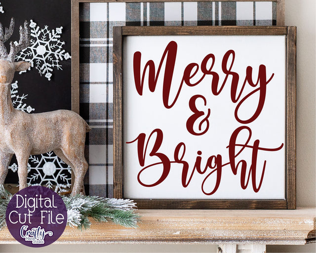 Merry And Bright Svg, Christmas Svg, Farmhouse Christmas Svg SVG Crafty Mama Studios 