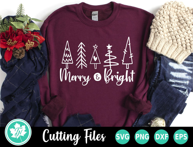 Merry and Bright SVG | Christmas Tree SVG SVG TrueNorthImagesCA 
